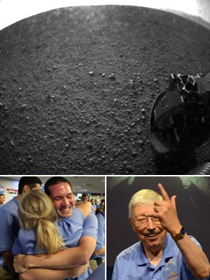 Robô pousa em Marte em busca 
de vida e equipe da Nasa festeja (AFP)