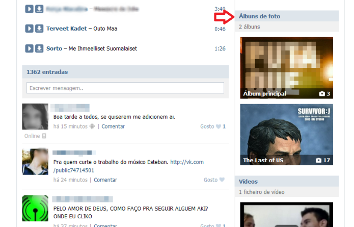 Atalho para o álbum de fotos da comunidade no VK (Foto: Reprodução/Lívia Dâmaso)