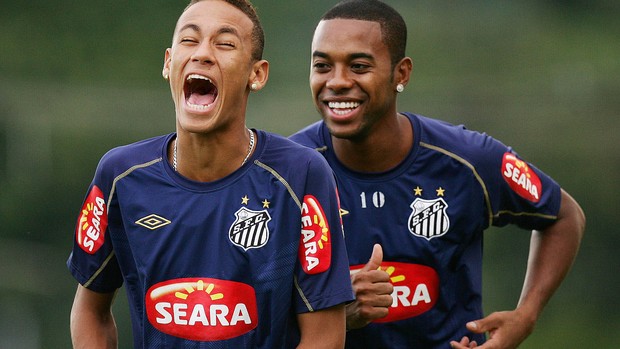 Neymar Robinho treino Santos (Foto: Ricardo Saibun / Divulgação Santos FC)