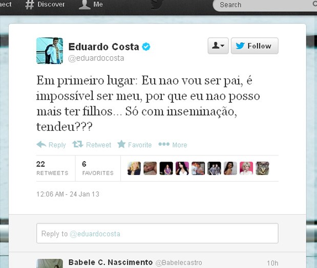 Eduardo Costa (Foto: Reprodução/Twitter)