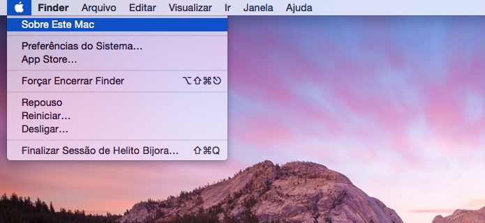 Abra a janela de informações sobre o Mac (Foto: Reprodução/Helito Bijora) 
