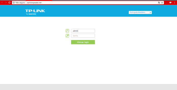 Em username e senha coloque o padrão admin (Foto: Reprodução/Isabela Giantomaso)