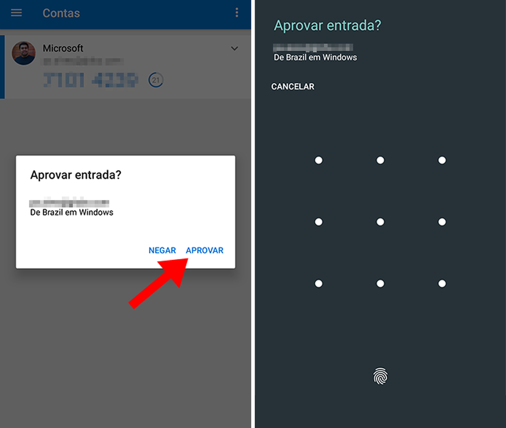 Aprove o login com a senha do celular ou digital no Microsoft Authenticator (Foto: Reprodução/Paulo Alves)