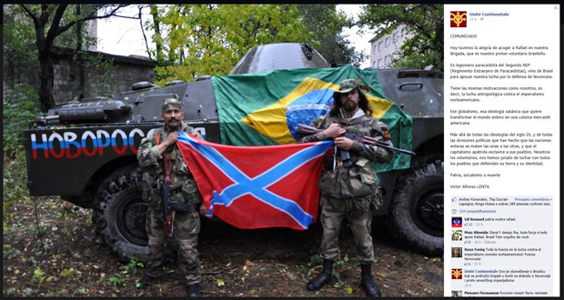 Rafael Lusvarghi postou foto no Facebook como voluntário do exército rebelde pró-Rússia (Foto: Reprodução/Facebook)