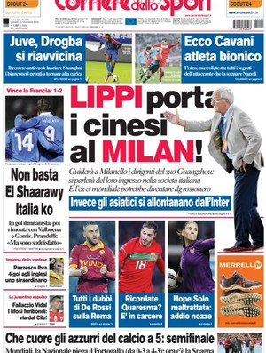 Drogba no jornal Corriere dello Sport (Foto: Reprodução / Corriere dello Sport)