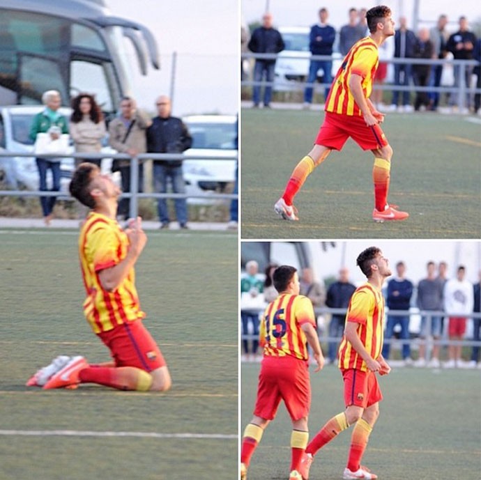 Adrià Vilanova faz gol em comemoração ao pai Tito Vilanova (Foto: Reprodução / Instagram)