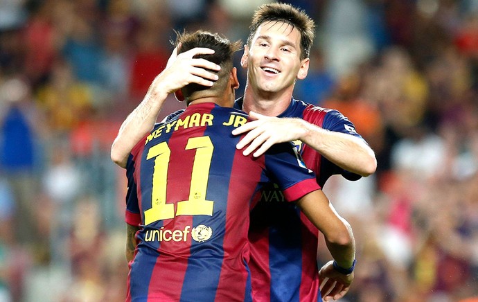 Neymar comemora gol do Barcelona contra o Leon (Foto: Agência Reuters)