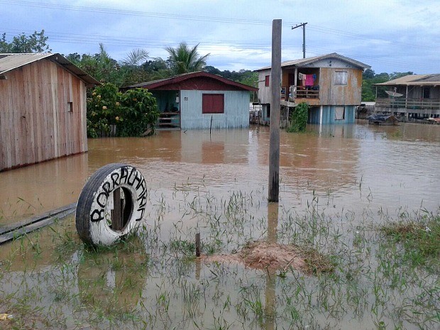 Cidade de Boca do Acre está inundada (Foto: Defesa Civl/Divulgação)