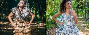 Estilista no DF cria vestidos de até 
R$ 2 mil com papel higiênico e PETs (Rodrigo Rodrigues/Divulgação)