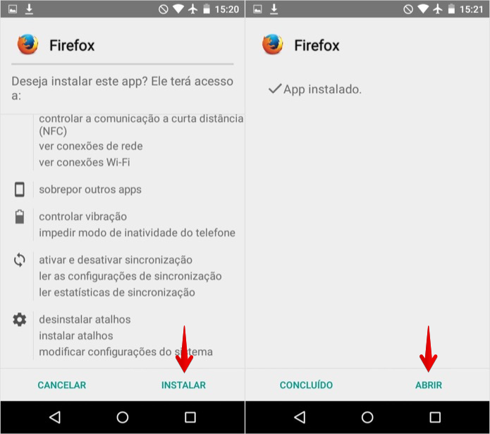 Instalando o APK do Firefox no Android (Foto: Reprodução/Helito Bijora)