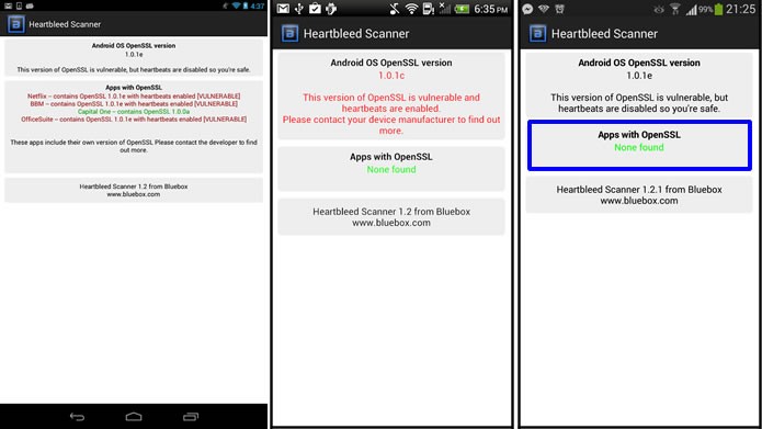 Caso o seu Android esteja em estar uma versão mais vulnerável, procure atualizá-lo para que o status destacado pela cor azul seja apresentado (Foto: Reprodução/Daniel Ribeiro)