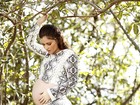 Aos sete meses de gravidez, Ana Paula Tabalipa faz ensaio de moda para o EGO