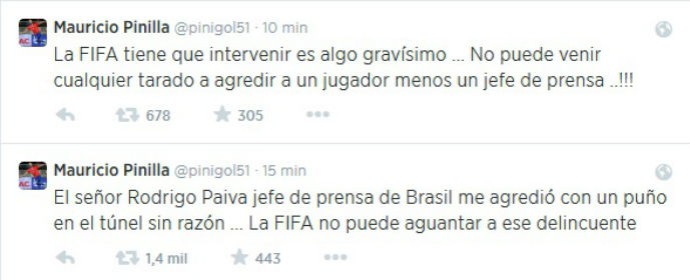 Pinilla acusa rodrigo paiva no twitter (Foto: Reprodução / Twitter)