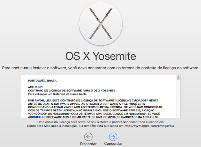 Concorde com os termos da licença de software da Apple (Foto: Reprodução/Helito Bijora)