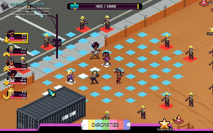 Os heróis de Chroma Squad encaram os inimigos em campo (Foto: Reprodução/Felipe Vinha)