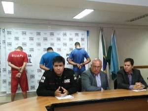 Delegados Alberto Cavalcante, Raimundo Nonato e Danilo Ferraz (Foto: Michelly Oda / G1)