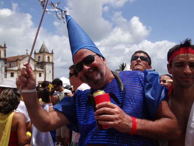 O engenheiro Paulo Machado vem há 28 anos de Santos (SP) brincar o carnaval em Olinda (Foto: Katherine Coutinho / G1 PE)