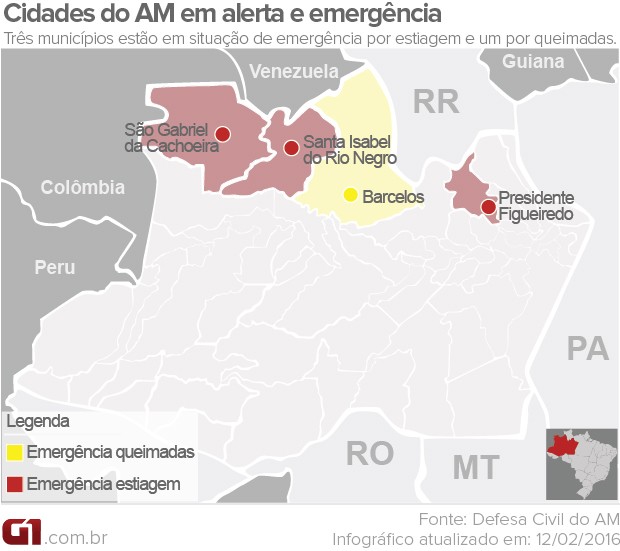 Mapa estiagem no Amazonas (Foto: G1 AM)