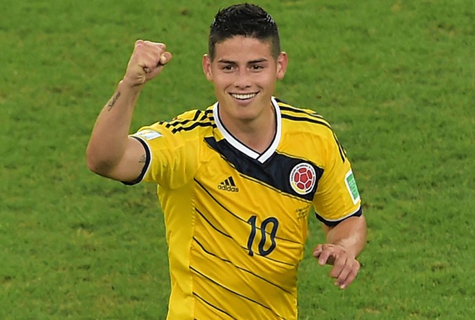 James Rodríguez comemora gol contra o Uruguai