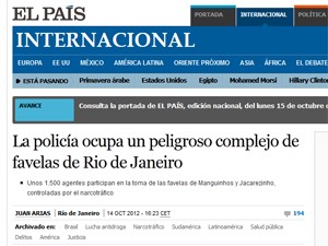 'El País' citou ocupação de um 'perigoso complexo de favelas' do Rio de Janeiro (Foto: Reprodução/El País)