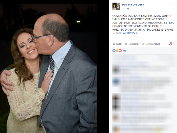 Esposa de Loir Dreveck anunciou morte do político pela internet (Foto: Reprodução/Facebook)
