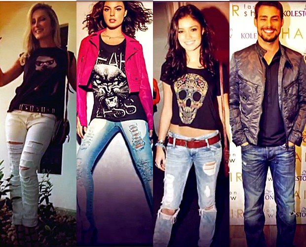 Claudia Leitte, Ísis Valverde, Sophie Charlotte e Cauã Raymond são fãs do 'destoyed jeans' (Foto: Mais Você/TV Globo)