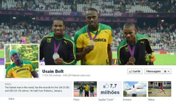 Bolt ainda é imbatível no número de seguidores. No Facebook, são 7,7 milhões de fãs (Foto: Reprodução / Twitter)