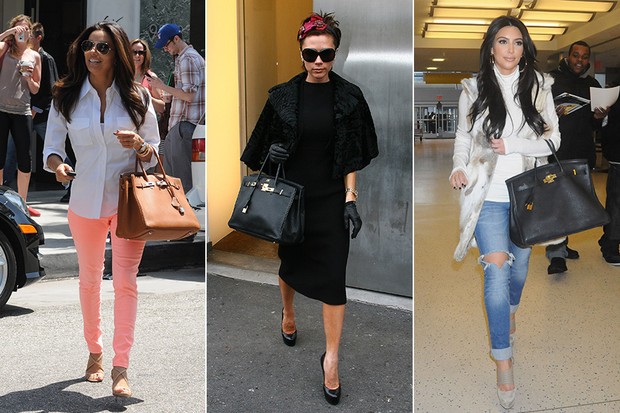 Bolsas Birkin - Eva Longoria, Victoria Beckham e Kim Kardashian (Foto: Getty Images)