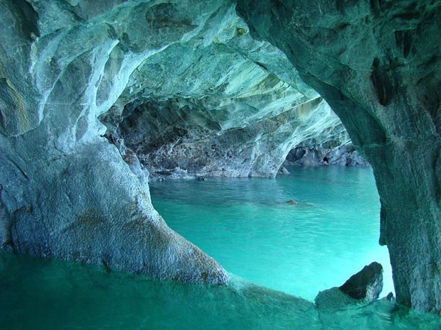 Cavernas de Mármore ou Capela de Mármore, no lago General Carrera, na Patagônia chilena (Foto: Creative Commons/Claudio Alvarado)