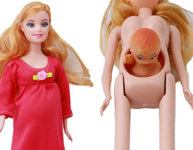 Boneca barbie gravida mae e pai