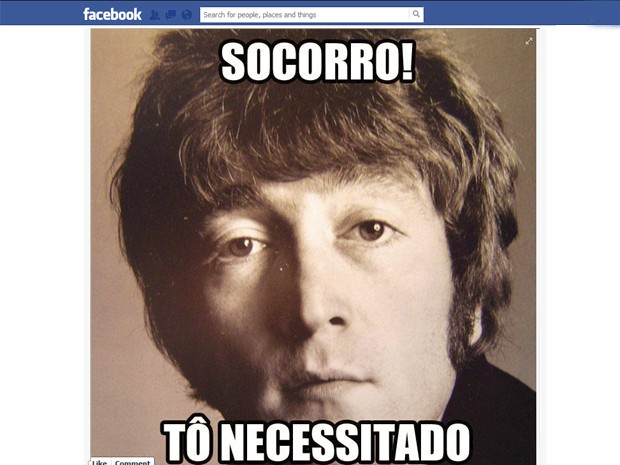 Imagem da página 'João Lennon' no Facebook, que faz referência à música 'Help!', dos Beatles (Foto: Reprodução/Facebook)