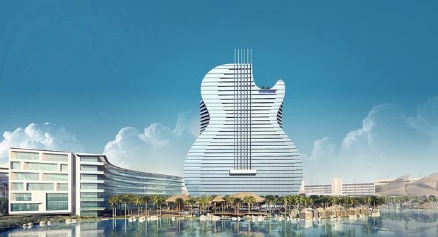 Hotel em formato de guitarra gigante ficará pronto em 2019 (Foto: Divulgação) Hotel em formato de guitarra gigante ficará pronto em 2019 (Foto: Divulgação)