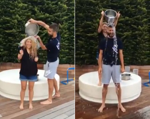 Shakira e Gerard Piqué participam do desafio do balde de gelo (Foto: Facebook / Reprodução)