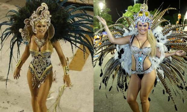 Natalia Casassola em seu primeiro carnaval e no último (Foto: Arquivo Pessoal / CO Assessoria | Roberto Filho/ Brazil News)