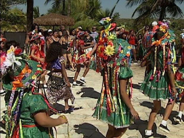 Grupo do Guarujá faz apresentação de dança no parque aquático de Olímpia (Foto: Reprodução / TV Tem)