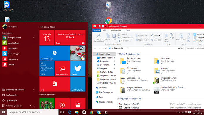 Windows 10 Update 1 agora apresenta cores no Explorer que combina com as do sistema (Foto: Divulgação/Elson de Souza)