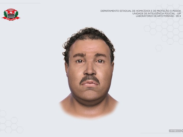 Imagem mostra &#39;reconstituição facial&#39; de vítima de esquartejador (Foto: Divulgação / Polícia Civil)
