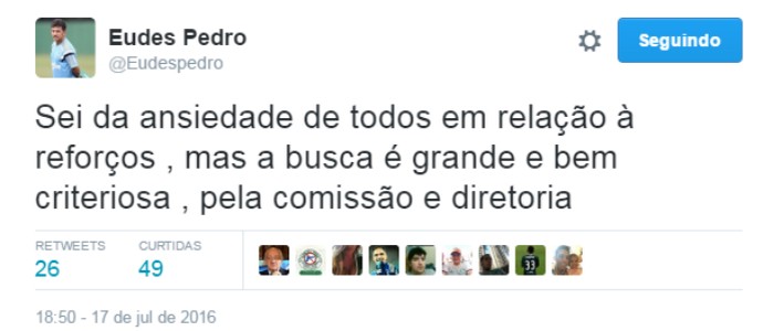 Eudes Pedro auxiliar Palmeiras (Foto: Reprodução/Twitter) Eudes Pedro auxiliar Palmeiras (Foto: Reprodução/Twitter)