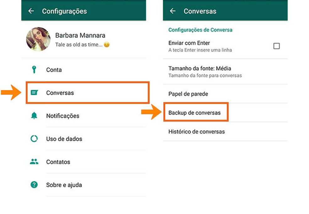 Backup de conversas no WhatsApp pelo Google Drive (Foto: Reprodução/Barbara Mannara)