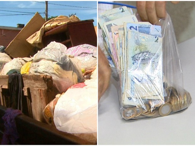 Dinheiro achado no lixo, em Ribeirão Preto, SP (Foto: Reprodução/EPTV)