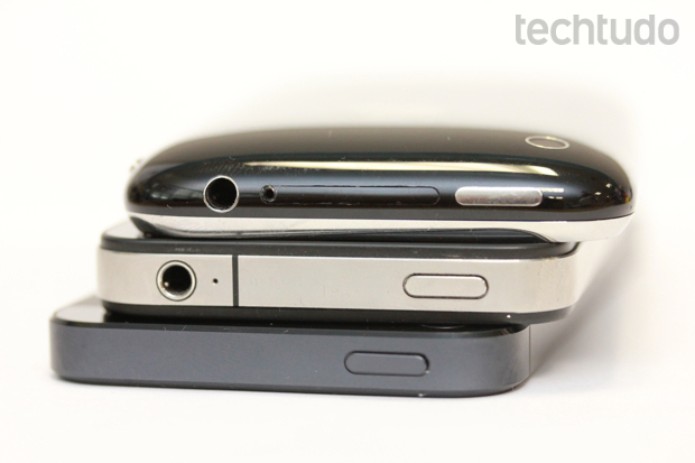 O iPhone 5 quase não guarda mais semelhanças com os primeiros modelos (Foto: Allan Melo / TechTudo) O iPhone 5 quase não guarda mais semelhanças com os primeiros modelos (Foto: Allan Melo / TechTudo)