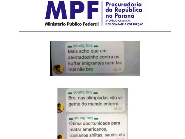 Trecho da denuncia apresentada pelo MPF traz reprodução de conversas de suspeitos (Foto: Reprodução/ MPF) Trecho da denuncia apresentada pelo MPF traz reprodução de conversas de suspeitos (Foto: Reprodução/ MPF)