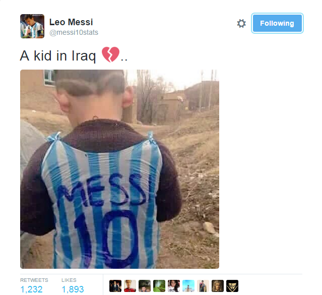 Camisa de plástico Messi no Iraque