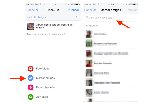 Iniciando a ferramenta de marcação para adicionar uma pessoa a uma atualização de perfil de check-in no Facebook pelo celular (Foto: Reprodução/Marvin Costa) (Foto: Iniciando a ferramenta de marcação para adicionar uma pessoa a uma atualização de perfil de check-in no Facebook pelo celular (Foto: Reprodução/Marvin Costa)) Iniciando a ferramenta de marcação para adicionar uma pessoa a uma atualização de perfil de check-in no Facebook pelo celular (Foto: Reprodução/Marvin Costa) (Foto: Iniciando a ferramenta de marcação para adicionar uma pessoa a uma atualização de perfil de check-in no Facebook pelo celular (Foto: Reprodução/Marvin Costa))