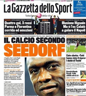 Capa Gazzetta dello Sport Seedorf (Foto: Reprodução / Site Oficial)