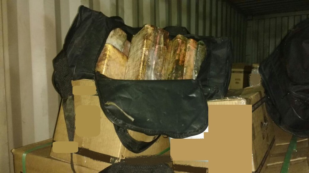 Drogas estavam dentro de sacolas em um navio (Foto: Divulgação/Alfândega de Santos)