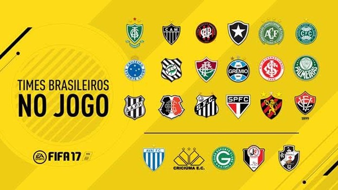 Fifa 17 confirma 23 clubes brasileiros (Foto: Divulgação) Fifa 17 confirma 23 clubes brasileiros (Foto: Divulgação)