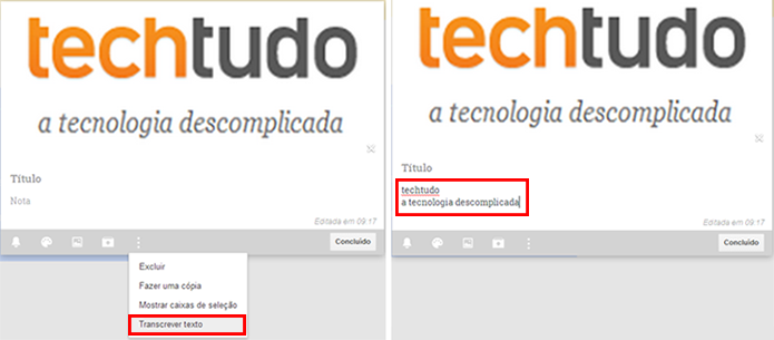 Selecione Transcrever texto para ver o scan ser realizado instantaneamente (Foto: Reprodução/Paulo Alves)