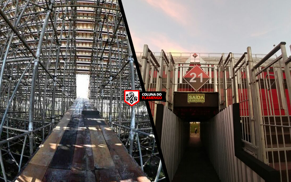Entrada de torcedores na comparação das duas fotos (Foto: Coluna do Flamengo)