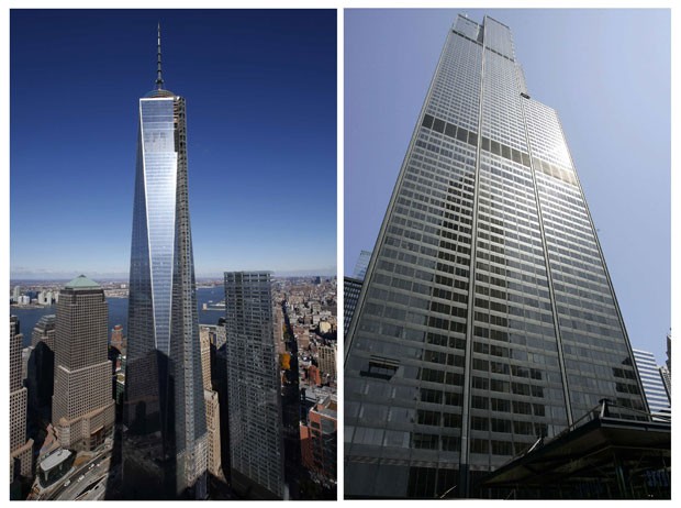 Montagem mostra o One World Trade Center e a Willis Tower, em Chicago (Foto: ReutersGary Hershorn/Frank Polich)